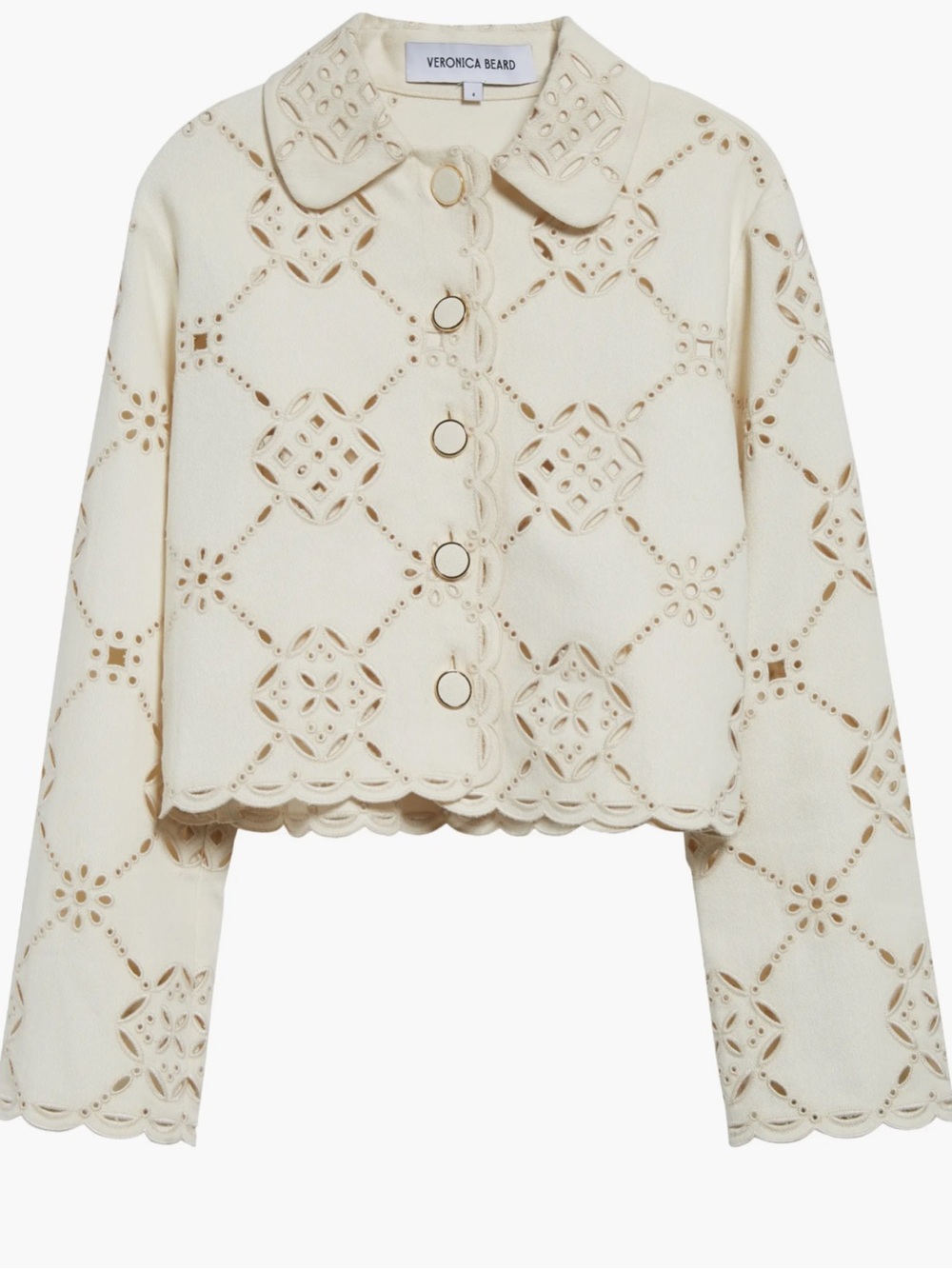 Nwot  Unworn Veronica Beard Cream Eyelet Cutwork Cropped Jacket